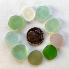 Surf Tumbled Sea Glass   Jewelry Quality   9 Roundish Pieces Naturally Recycled