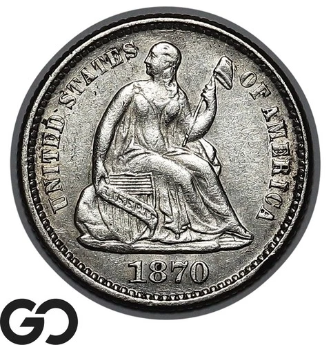 1870 Seated Liberty Half Dime, Choice Uncirculated Collector Type Coin