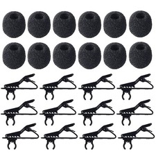 12Pcs Lavalier Microphone Clip Metal Tie Clips with 12Pcs Foam Windscreen Cov...