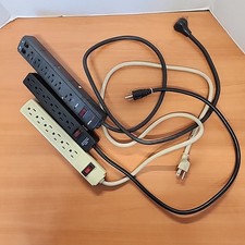 LOT OF 3 SURGE PROTECTOR POWER STRIP 6 OUTLET EXTENSION CORDS