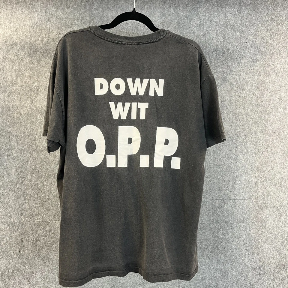 Camiseta de rap vintage para hombre Top L negra puntada única 1991 Naughty By Nature O.P.P Foto 2 de 4