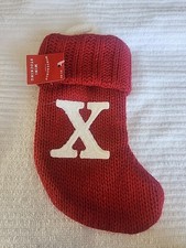 Knit Monogram LETTER X MINI 8" Christmas Stocking RED Wondershop Home Decor