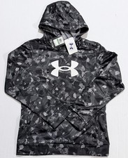 Under Armour Hoodie Boys Youth L Fleece Lined Loose Fit Black Camo Pullover