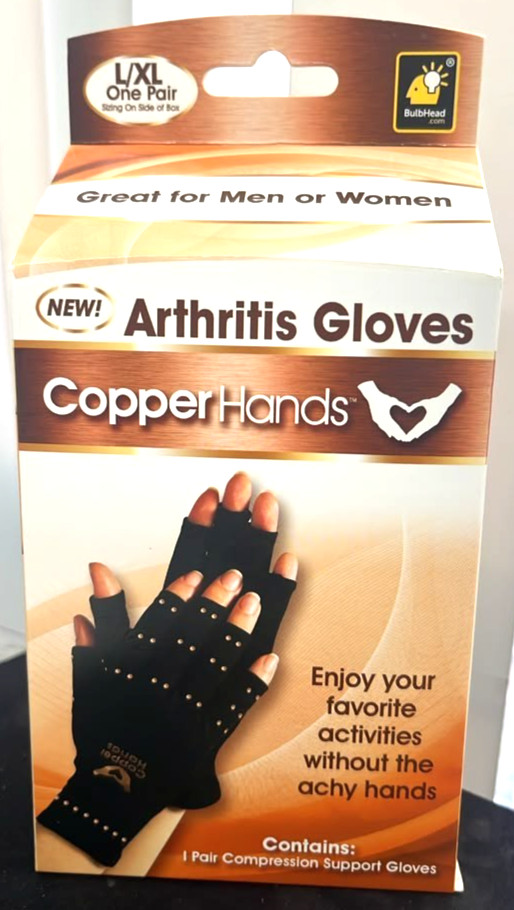 Copper Hands Arthritis Compression Gloves Size: L/XL Men And Women New In Pack 