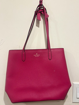 kate spade new york Pink Tote Bag Double Handles Logo Accent w/ Charm