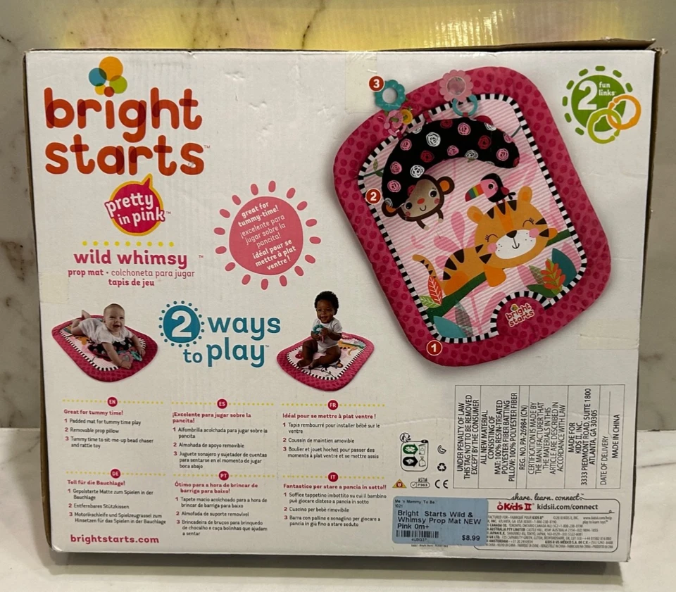 Alfombra de utilería Bright Starts Wild Whimsy bonita en rosa alfombra de juego para bebés infantiles Foto 2 de 2