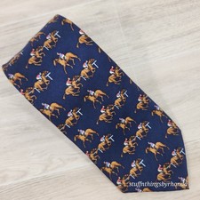 Vintage Derby Polo Ralph Lauren Tie Horse Racing Motif 100 Silk 58"x3 "
