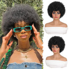 70S Afro Wig 8 Inch Afro Wigs for Black Women Short Kinky Curly Wig with Bangs B