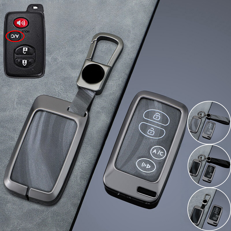 Zinc Alloy Leather Car Key Fob Case Cover For Toyota Avalon Camry Corolla RAV4