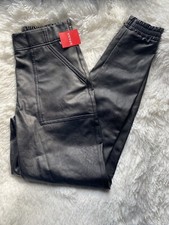 NWT Spanx Leather Like Jogger in Noir Black Faux Vegan Pull-on Pants Sz Small
