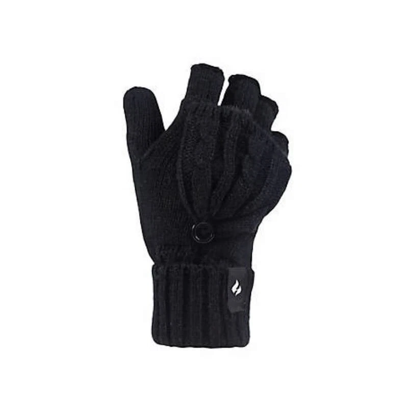 Heat Holders Women's Melinda Cable Converter Thermal Gloves (Black, One Size)