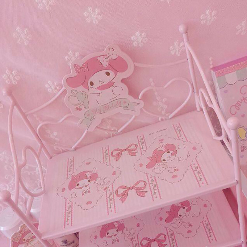 Cute Pink My Melody Iron Frame Shelf Desktop Storage Rack Home