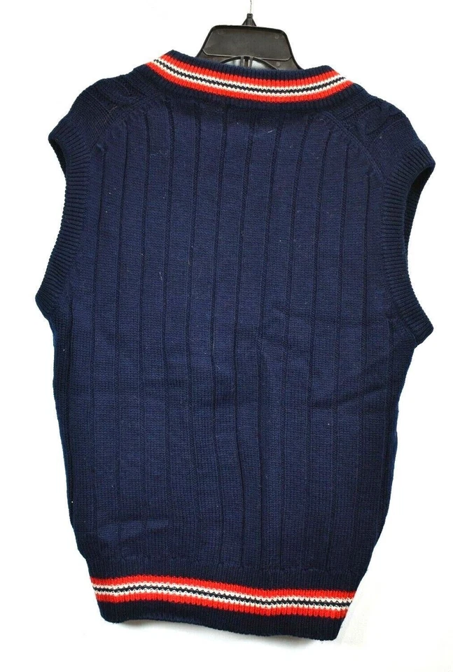 Chaleco Suéter Suéter Gant Para Hombres Azul Cuello en V Tejido con Cable Informal Lana The Rugger L Foto 2 de 4