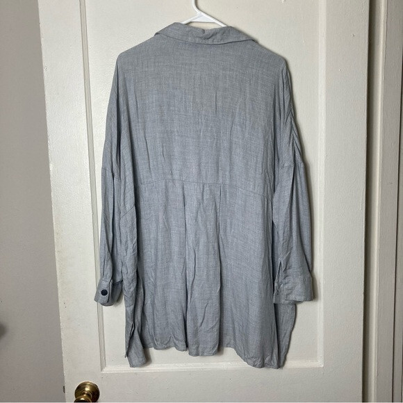 Zara basic light gray popover loose button up wom… - image 9