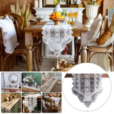 Embroidered Lace Table Runner White Vintage Wedding Party Banquet Home Decor.