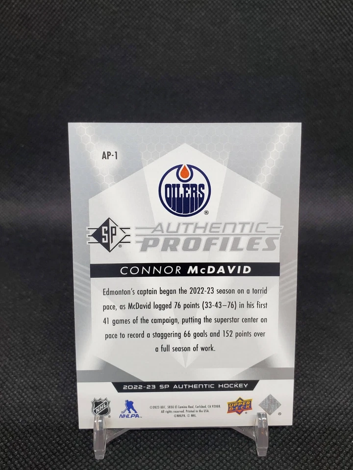 2022-23 SP Authentic Connor McDavid AP-1 Authentic Profiles /399  - Image 2 of 2