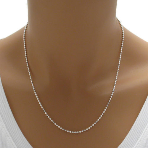 925 Sterling Silver Bead Chain Necklace - 1.8 mm - 16"/18"/20"/24" Made in Italy - Picture 11 of 11