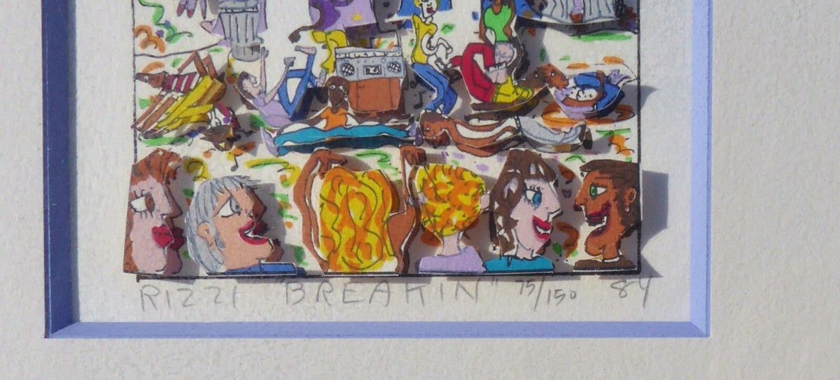 James Rizzi BREAKIN 1984 Hand Signed 3-D Dance Serigraph Framed