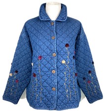 Vintage Denim Jacket Women Xl Insulated Quilt Art To Wear By Life Style