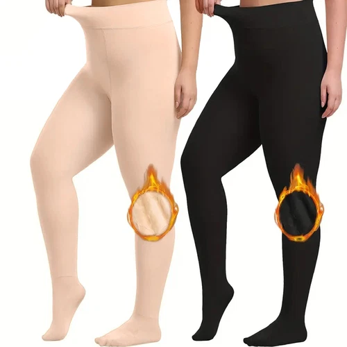 Mujeres invierno cálido grueso forro polar opaco pantaloni térmicos medias elás - Foto 10 di 19