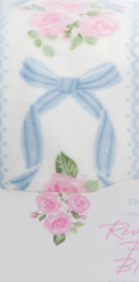 Envogue Delphine Coquette Blue Bow Stripe Rose Reverse QUEEN Blanket NEW-Viral - Image 3 of 4
