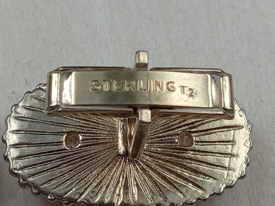 Gold over Sterling Silver Men's Cufflinks w. Striking Jasper Stone Settings - Image 4 of 4