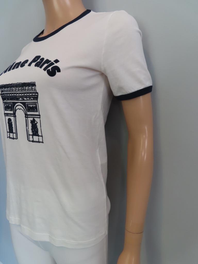 CELINE Off White/Navy Arc De Triomphe 70's T-Shirt in Cotton