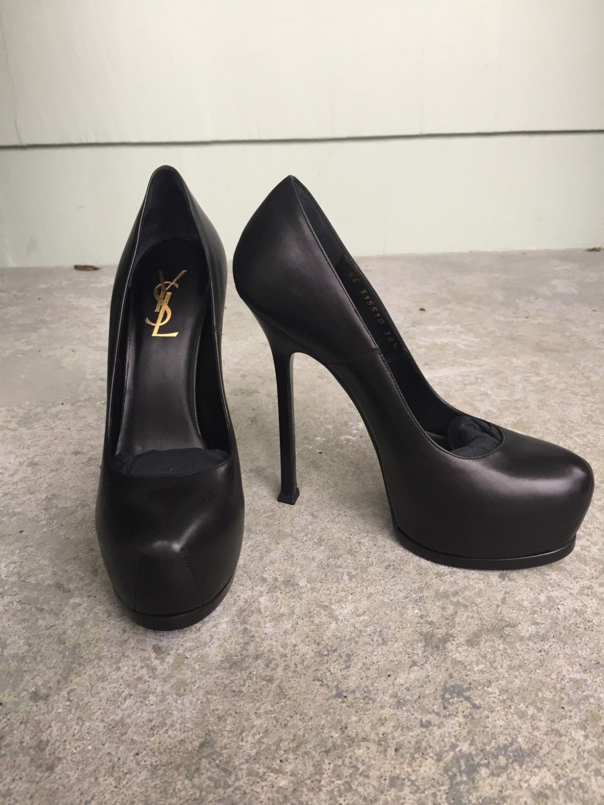 Décolleté nuove con scatola YSL Yves Saint Laurent taglia IT 38 5 NERE omaggio due plateau in pelle