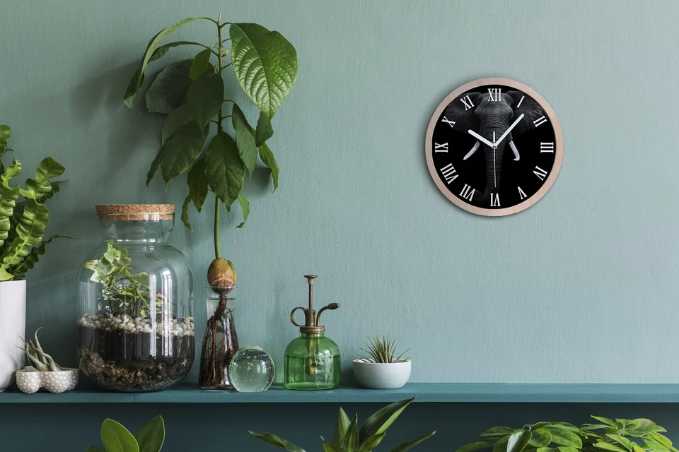 Estampado Silencio Relojes de Pared de Madera Rústica fi 25 cm elefante africano - Imagen 4 de 4
