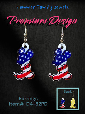 American Flag Mickey Premium Design Fan Art Earrings
