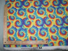 Tie Dye Swirls Bright  Heavy Weight Cotton Fabric JoAnn 2 Yd  x44" Fast Shipping