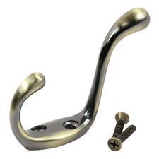 5x Rok Heavy Duty Antique Brass Home Wall Closet Towel Coat Double Hook Hanger