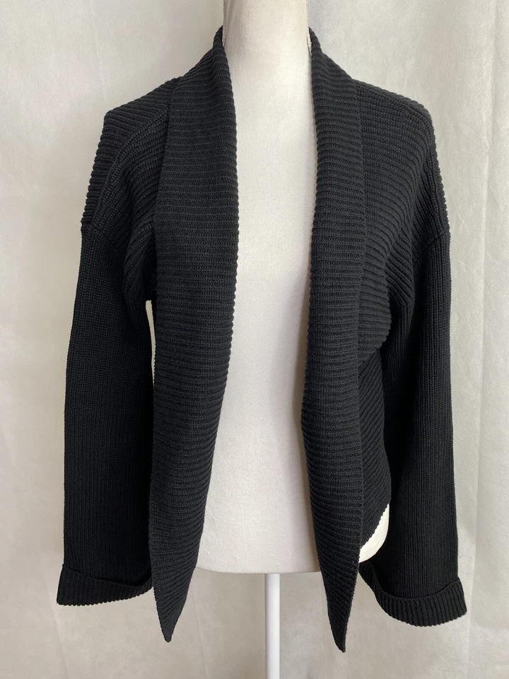 Andrea Jovine женщин укороченный кардиган Bell рукав бахрома черный размер большой 1 xL - Изображение 2 из 4