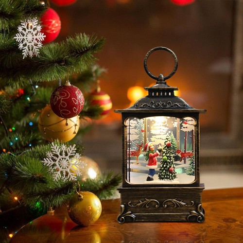Christmas Snow Globes Lighted Water Lantern Glittering Music Lighted Lantern - Picture 5 of 13