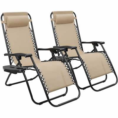 Zero Gravity Chair Camp Reclining Lounge Outdoor Lounge Patio Chair 2 Pack