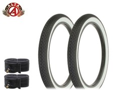 ALTA BICYCLE 20 x 2.125 WHITEWALL S-2 TIRES CLASSIC MINI BRICK TREAD W/TUBES.