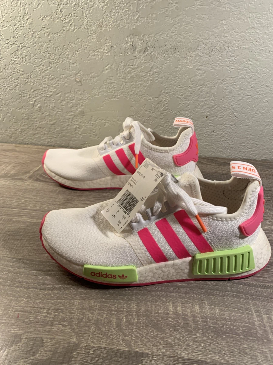 New Adidas Nmd R1 White Neon Pink Neon Green Sz 7.5