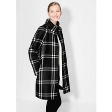 Mango Black & Tan Checked Wool Blend Coat. Size S.
