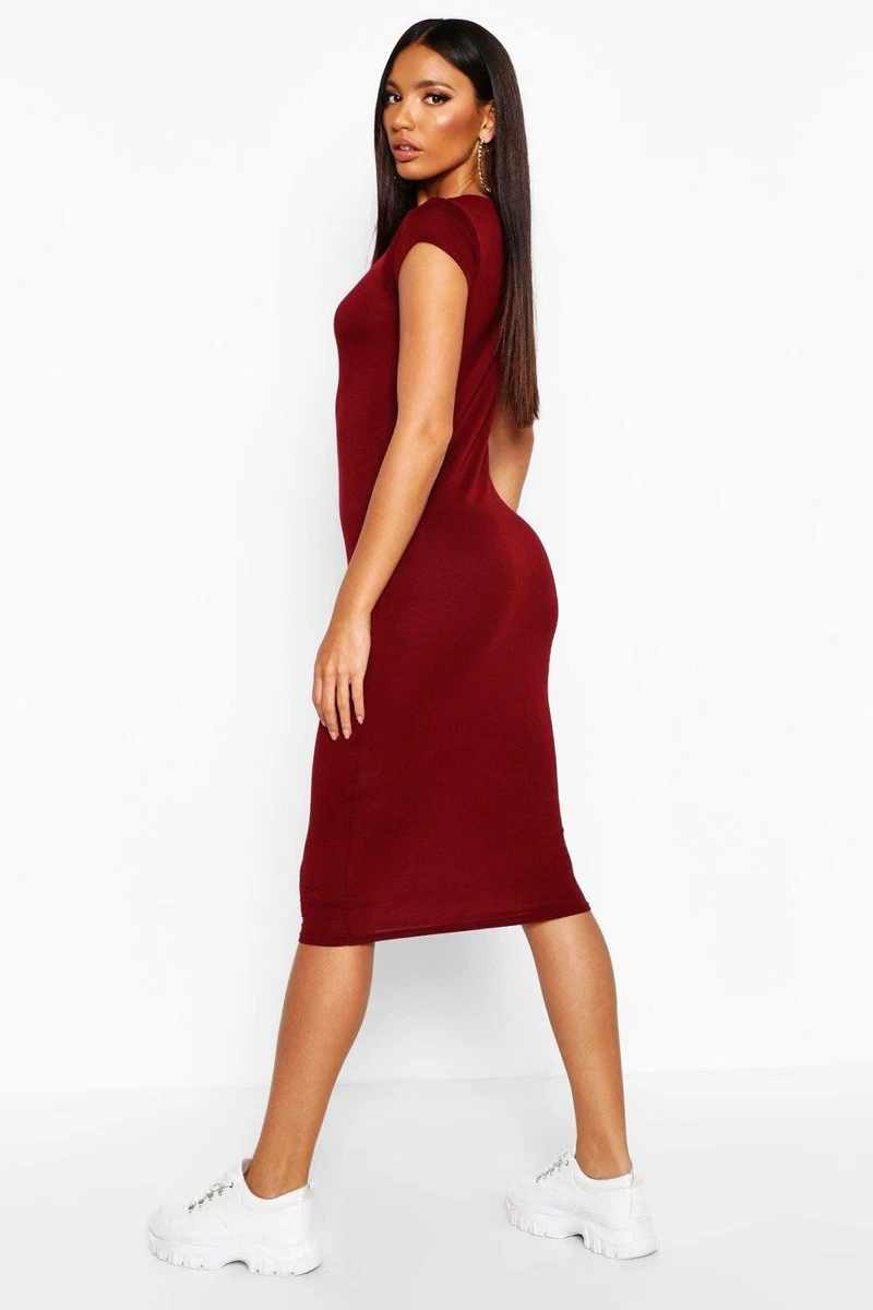 Maroon bodycon midi dress 2025