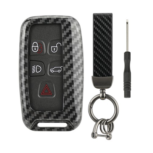 Silicone Carbon Fiber Smart Key Case Cover For Jaguar XE Land Rover Range Rover - Picture 7 of 12