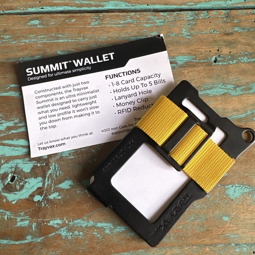 New Trayvax Summit Low Profile Minimalist Wallet Yellow Band Made In USA - Picture 3 of 4