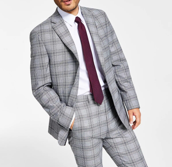 Alfani Men's 42R Slim Fit Black White Plaid Suit Jacket 360 eBay