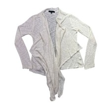 Drape Cardigan Open Front Lightweight Knit Sweater Shrug Cream Size M Beach