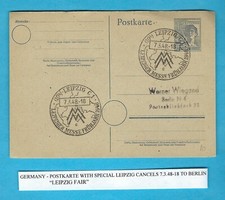 GERMANY  12 Pfennig  Deutsche Post POSTKARTE! LEIPZIG Cancel 7.3.48-18