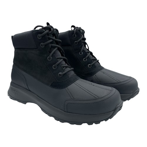 UGG EMMETT DUCK BOOT BLACK LEATHER WATERPROOF LACE UP MEN'S BOOTS US SIZE 11 - Picture 3 of 6