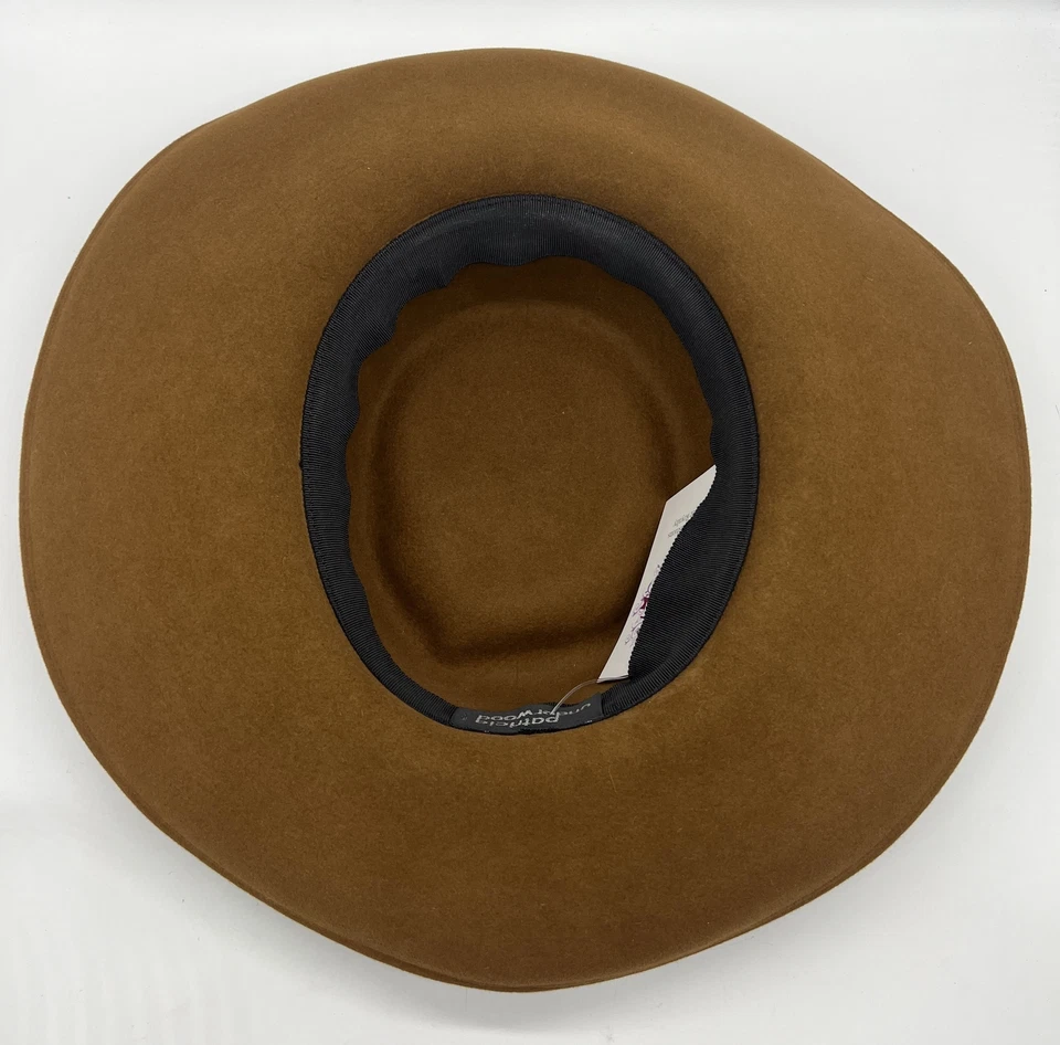 Chapéu Boater Patricia Underwood feltro marrom caramelo com pulseira de couro sintético tonal  - Imagem 4 de 4