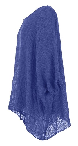 Women Italian Plain Lagenlook Batwing Cotton Blend Ladies Tunic Top Plus Sizes - Picture 11 of 54
