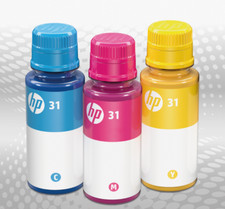 HP 31 Color Original Ink Bottle Combo 3-Pack, 50ML
