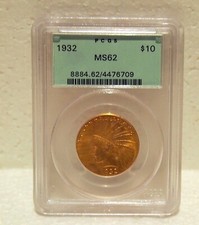 MS62 US $10.00 INDIAN HEAD CIRCA 1932 FINE PCGS 