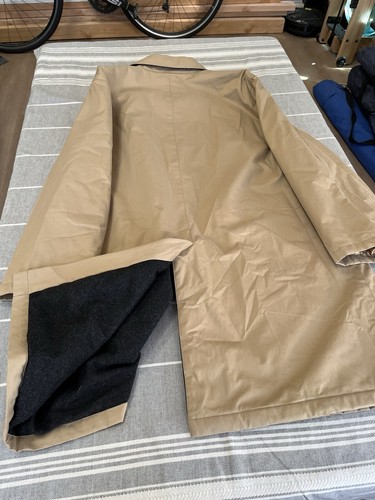 vtg 70s mens tan Austin Reed Cotton Single breasted overcoat Wool Lined 42 - Picture 14 of 16